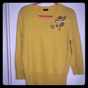 Talbots canary yellow embellished sweater